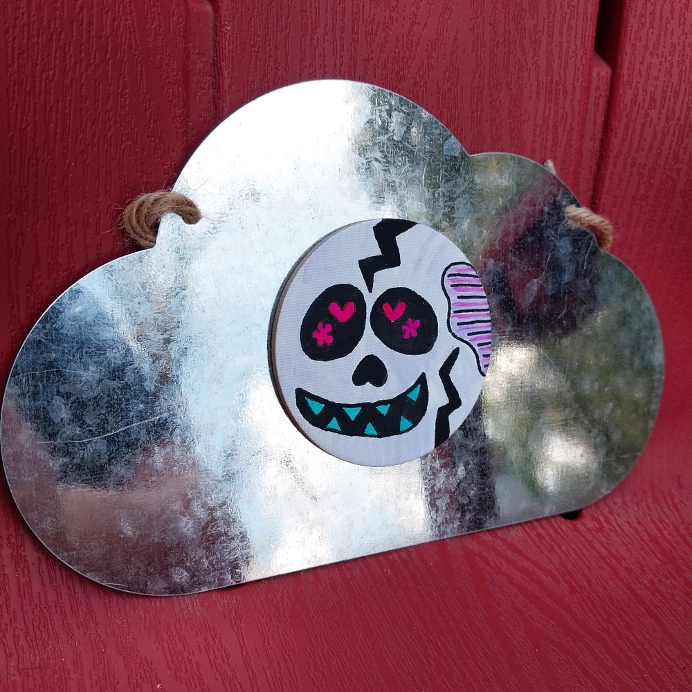 Skull Hand Drawn (by me!) Canvas Magnet.